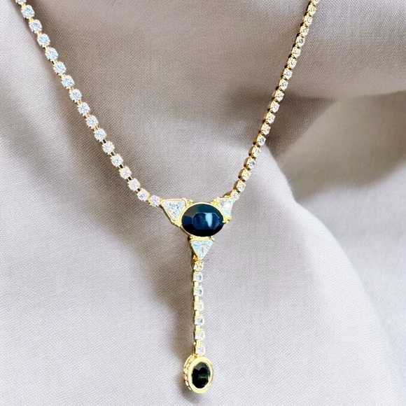 MONET | Gold-Plated Onyx & Crystal Necklace - Picture 10 of 14